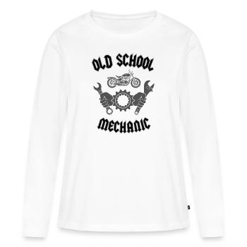 OLD SCHOOL MECHANIC - Frauen Premium Bio Langarmshirt - Weiß - Vorne - Julia (174cm)