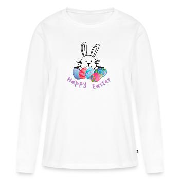 Joyeuses Pâques - T-shirt manches longues Premium bio Femme - blanc - Devant - Julia (174cm)
