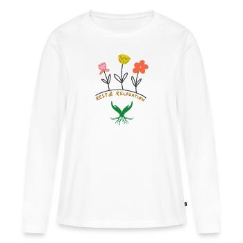 Relax Blumen Design - Frauen Premium Bio Langarmshirt - Weiß - Vorne - Julia (174cm)