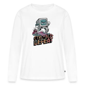 Ctrl Alt Defeat Retro Angry Computer Art - Women's Premium Organic Long Sleeve Shirt - white - Front - Julia (174cm)