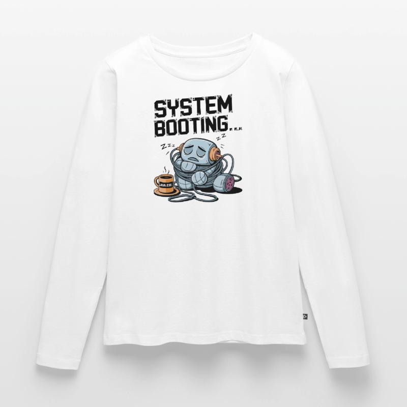 Sleepy Robot Booting avec du café Java.exe - Drôle T-shirt manches longues Premium bio Femme