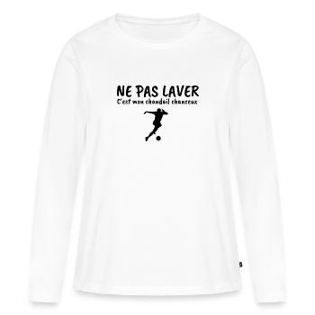 ne pas laver mon chandail chanceux football - T-shirt manches longues Premium bio Femme - blanc - Devant - Julia (174cm)