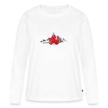 Canada - Maple Leaf & Mountain - Frauen Premium Bio Langarmshirt - Weiß - Vorne - Julia (174cm)