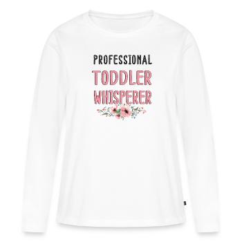 Éducatrice crèche kita fleurs - T-shirt manches longues Premium bio Femme - blanc - Devant - Julia (174cm)