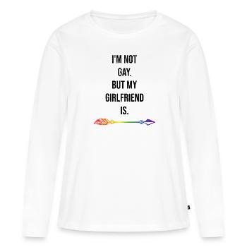 Homosexualité Not Gay LGBT Arc-en-ciel LGBTQ - T-shirt manches longues Premium bio Femme - blanc - Devant - Julia (174cm)