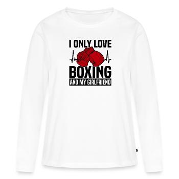 Boxer Boxhandschuhe Boxkampf Kampfsport - Frauen Premium Bio Langarmshirt - Weiß - Vorne - Julia (174cm)