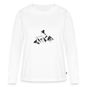 Descendre aux pistes - Faire du ski - Winterulraub - T-shirt manches longues Premium bio Femme - blanc - Devant - Julia (174cm)