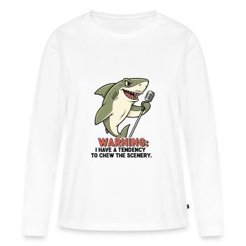 Requin de scène - T-shirt manches longues Premium bio Femme - blanc - Devant - Julia (174cm)