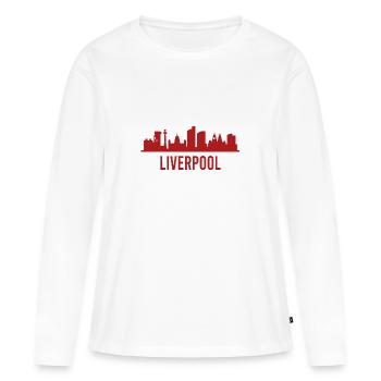 Liverpool silhouette England UK - T-shirt manches longues Premium bio Femme - blanc - Devant - Julia (174cm)