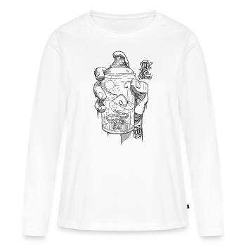 hand spray ZERO bw - T-shirt manches longues Premium bio Femme - blanc - Devant - Julia (174cm)