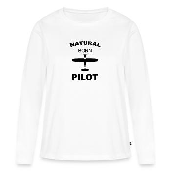 flightport airplane saying pilot - Women's Premium Organic Long Sleeve Shirt - white - Front - Julia (174cm)