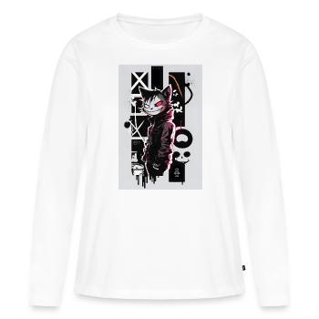 Cat Graffiti Design by ART8NS Art ON Streetwear - Frauen Premium Bio Langarmshirt - Weiß - Vorne - Julia (174cm)