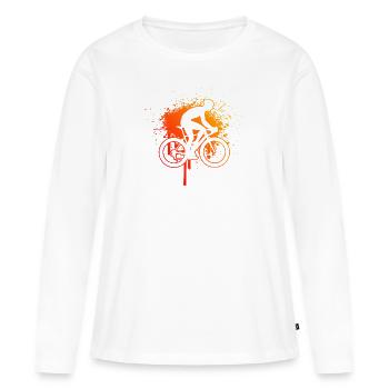 Vélo de route Vélo de route Vélo de route Cyclisme de route Cyclisme sur route - T-shirt manches longues Premium bio Femme - blanc - Devant - Julia (174cm)