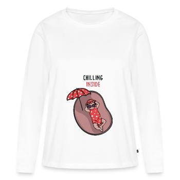 Grossesse - T-shirt manches longues Premium bio Femme - blanc - Devant - Julia (174cm)