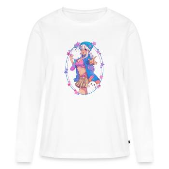 Sportwear woman with her mascots - Women's Premium Organic Long Sleeve Shirt - white - Front - Julia (174cm)