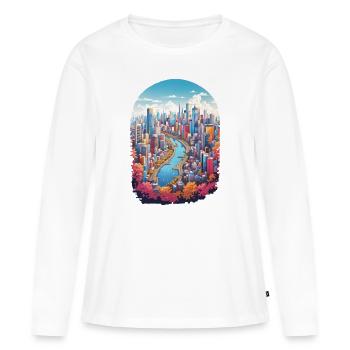 Paysage urbain - T-shirt manches longues Premium bio Femme - blanc - Devant - Julia (174cm)