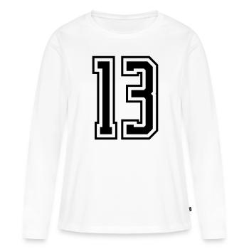 13 Numéro de numéro - T-shirt manches longues Premium bio Femme - blanc - Devant - Julia (174cm)