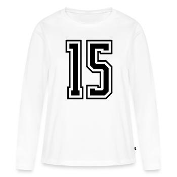 15 Numéro de numéro - T-shirt manches longues Premium bio Femme - blanc - Devant - Julia (174cm)