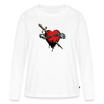 Cœur blessé Amour blessé Cœur - T-shirt manches longues Premium bio Femme - blanc - Devant - Julia (174cm)