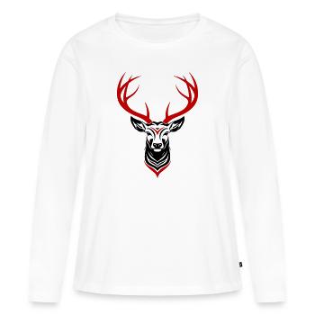 Tête de cerf - T-shirt manches longues Premium bio Femme - blanc - Devant - Julia (174cm)