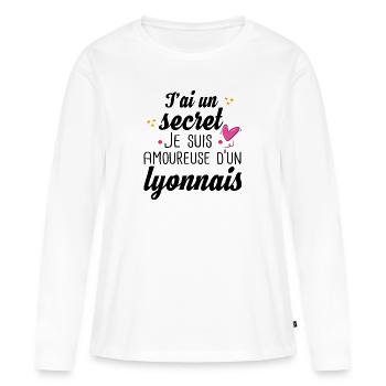 Lyonnais Lyon Femme Amoureuse Cadeau Amour Humour - T-shirt manches longues Premium bio Femme - blanc - Devant - Julia (174cm)