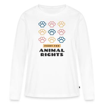 Combat pour les droits des animaux - T-shirt manches longues Premium bio Femme - blanc - Devant - Julia (174cm)