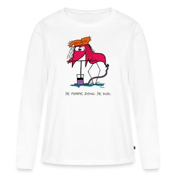Je pompe donc je suis... - T-shirt manches longues Premium bio Femme - blanc - Devant - Julia (174cm)