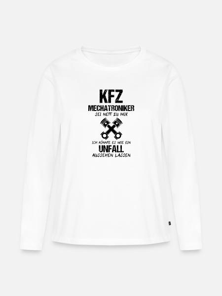Kfz Mechatroniker Schrauber Spruch Geschenk - Frauen Premium Bio Langarmshirt - Weiß