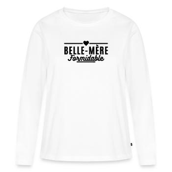 belle mère formidable. cadeau belle-mère - T-shirt manches longues Premium bio Femme - blanc - Devant - Julia (174cm)