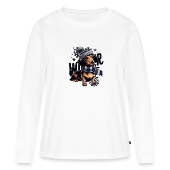 Dachshund dogs love winter and snow dog - Women's Premium Organic Long Sleeve Shirt - white - Front - Julia (174cm)