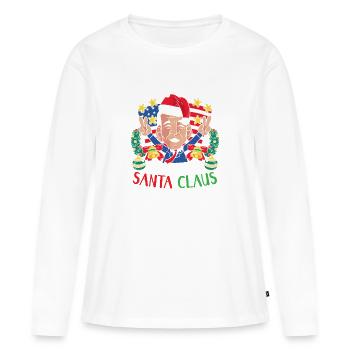 Drôle de Noël Joe - T-shirt manches longues Premium bio Femme - blanc - Devant - Julia (174cm)