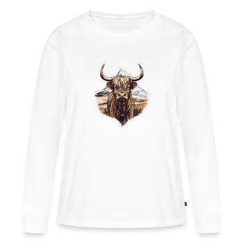 Paysage rustique de vaches écossaises des Highlands et - T-shirt manches longues Premium bio Femme - blanc - Devant - Julia (174cm)