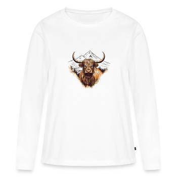 Paysage rustique de vaches écossaises des Highlands et - T-shirt manches longues Premium bio Femme - blanc - Devant - Julia (174cm)
