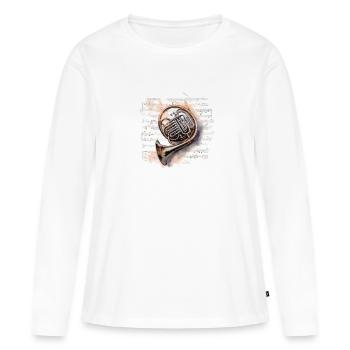 Symphony Of Strokes - French Horn Aquarelle - Frauen Premium Bio Langarmshirt - Weiß - Vorne - Julia (174cm)
