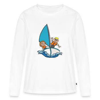 bateau à voile - T-shirt manches longues Premium bio Femme - blanc - Devant - Julia (174cm)