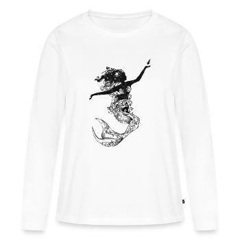 Meerjungfrau in filigraner Scherenschnitt Optik - Frauen Premium Bio Langarmshirt - Weiß - Vorne - Julia (174cm)