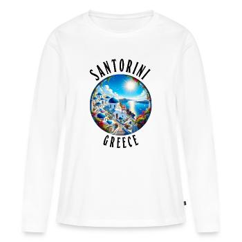 Vacances à Santorin en Grèce sur l'île grecque - T-shirt manches longues Premium bio Femme - blanc - Devant - Julia (174cm)