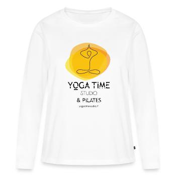 Yoga Time studio & Pilates - T-shirt manches longues Premium bio Femme - blanc - Devant - Julia (174cm)
