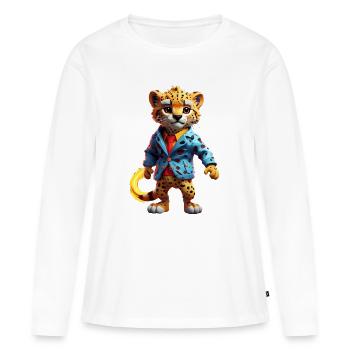 Guépard Stylé Métropolitain cadeau Enfants - T-shirt manches longues Premium bio Femme - blanc - Devant - Julia (174cm)