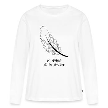 Je m'offre de la douceur - T-shirt manches longues Premium bio Femme - blanc - Devant - Julia (174cm)