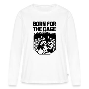 MMA Né pour la cage - T-shirt manches longues Premium bio Femme - blanc - Devant - Julia (174cm)
