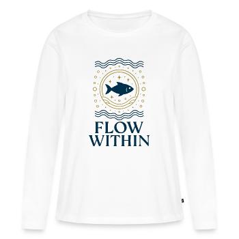 Flux à l’intérieur - T-shirt manches longues Premium bio Femme - blanc - Devant - Julia (174cm)