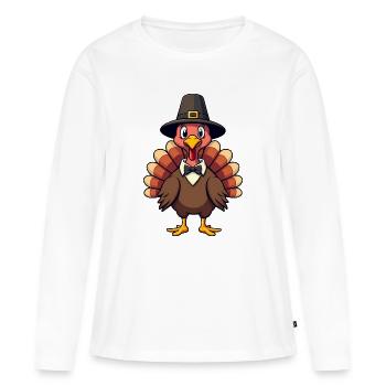 Thanksgiving Drôle Dinde de Thanksgiving - T-shirt manches longues Premium bio Femme - blanc - Devant - Julia (174cm)