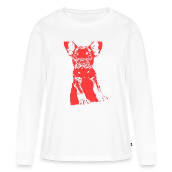 Bouledogue - T-shirt manches longues Premium bio Femme - blanc - Devant - Julia (174cm)