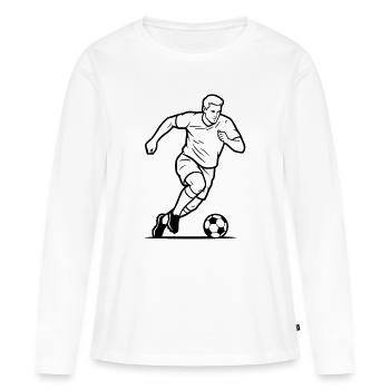 Fußball Spieler Schuss Torjäger Vektor - Frauen Premium Bio Langarmshirt - Weiß - Vorne - Julia (174cm)