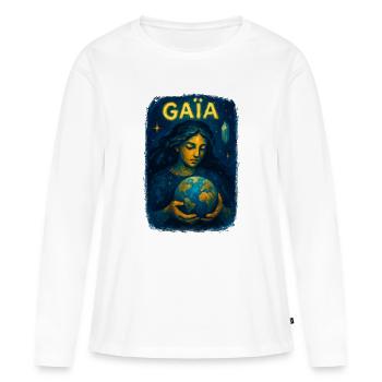 Gaïa - Mère Nature - Arbre de Vie - T-shirt manches longues Premium bio Femme - blanc - Devant - Julia (174cm)