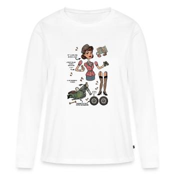 Poupée en papier Vintage Chic Adventurer - T-shirt manches longues Premium bio Femme - blanc - Devant - Julia (174cm)