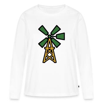 Windrad Bauernhof Grafik - Frauen Premium Bio Langarmshirt - Weiß - Vorne - Julia (174cm)