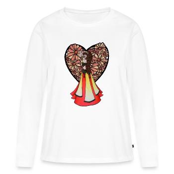 Boho Floral Dancer in Vintage Dress - Women's Premium Organic Long Sleeve Shirt - white - Front - Julia (174cm)