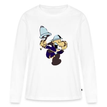 Dessin animé de crieur drôle avec une cloche - T-shirt manches longues Premium bio Femme - blanc - Devant - Julia (174cm)